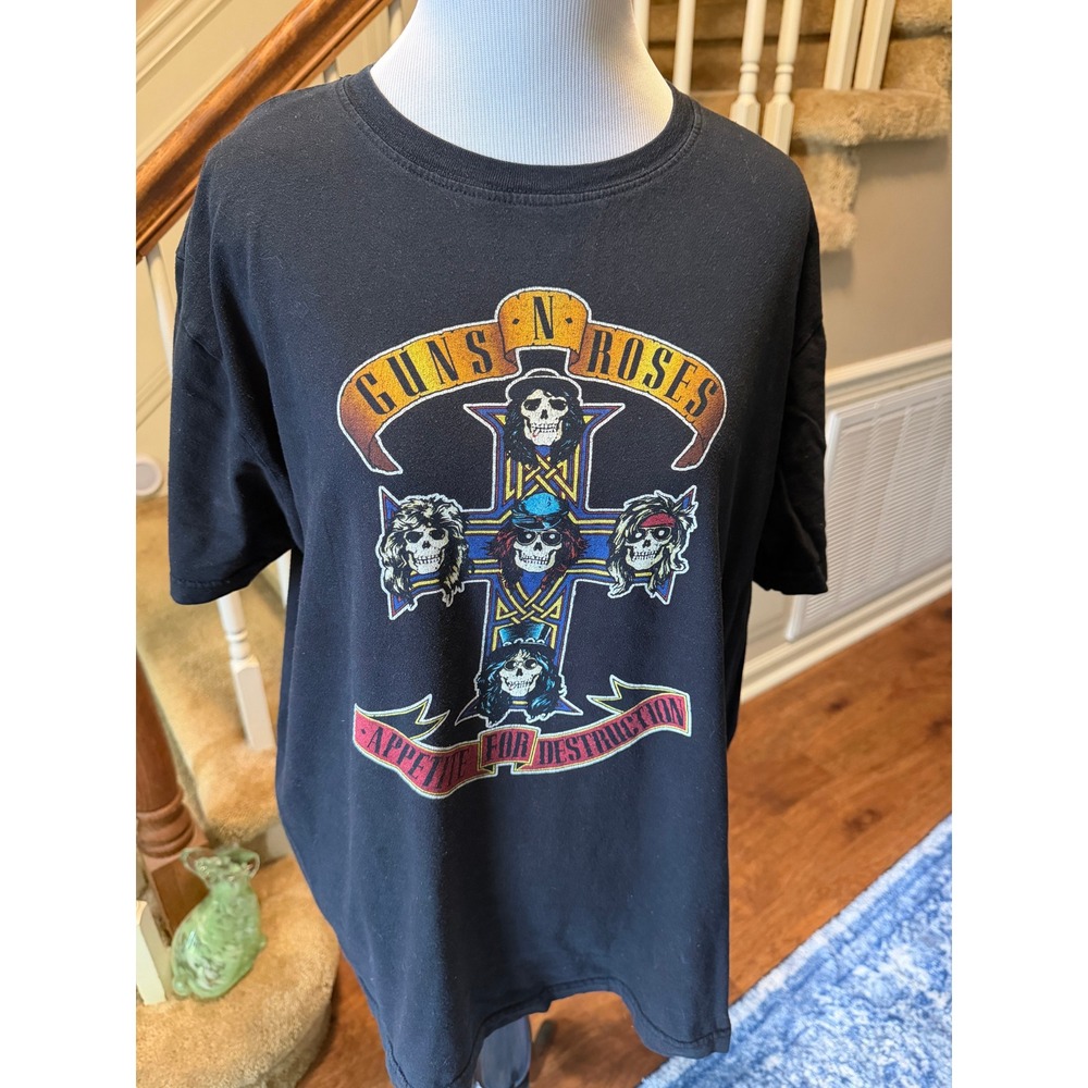 Guns N Roses Appetite For Destruction Black Graphic T-Shirt Tell Mens Large